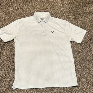 Callaway Opti-Dri Men's Short Sleeve white/Gray stripe PoloGolf Shirt Size Large